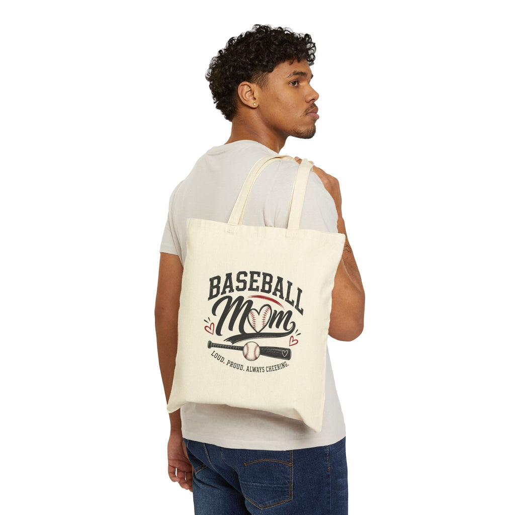Baseball Mom Cotton Canvas Tote Bag