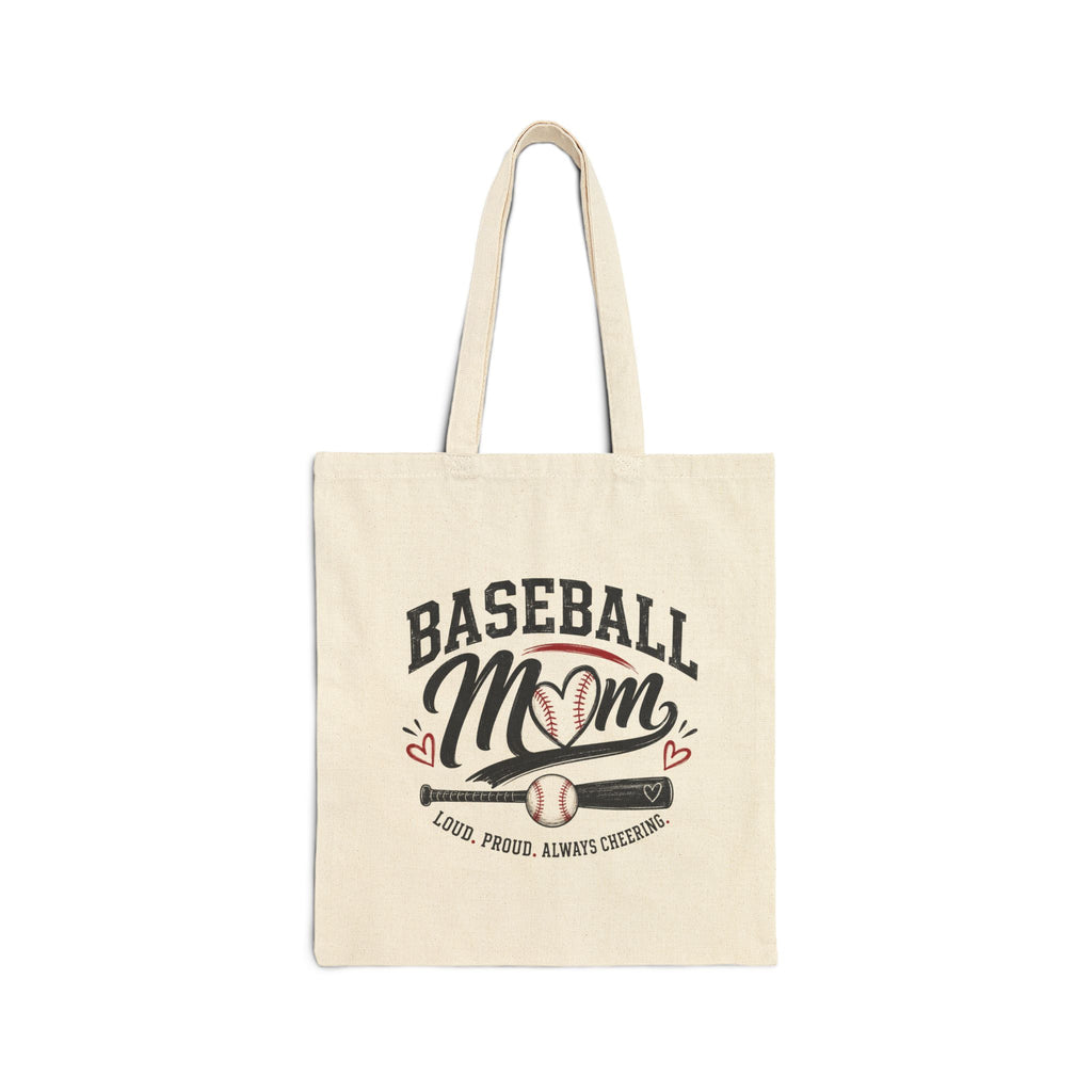 Baseball Mom Cotton Canvas Tote Bag
